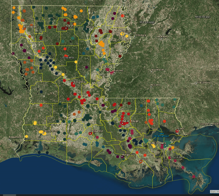 MAP OF SCHOOLS African American High Schools in Louisiana Before 1970
